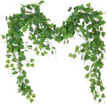 Artificial Vines Ivy Garland 2Pc 6.56Ft Green Grape Leaves Greenery