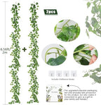 Artificial Vines Ivy Garland 2Pc 6.56Ft Green Grape Leaves Greenery, alternate view 3