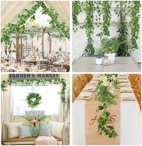 Artificial Vines Ivy Garland 2Pc 6.56Ft Green Grape Leaves Greenery, alternate view 4