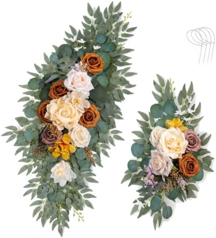 Artificial Wedding Arch Flower Swags, Terracotta & Pink in Terracotta & Pink