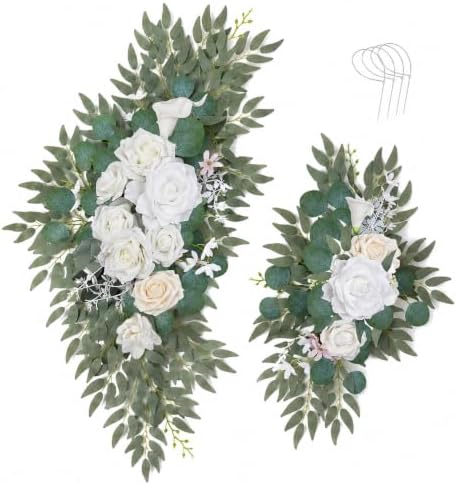 Artificial Wedding Arch Flower Swags, White & Cream in White & Cream