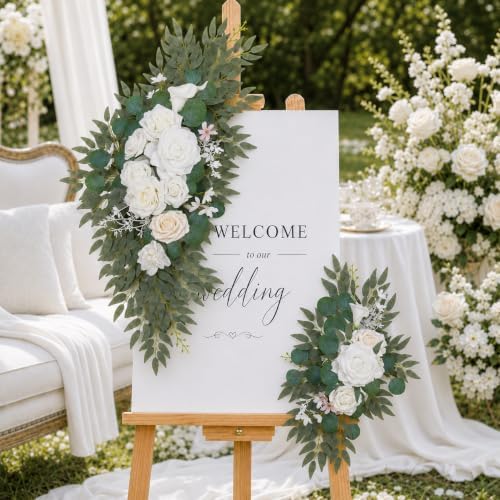 Artificial Wedding Arch Flower Swags, White & Cream in White & Cream, alternate view 4