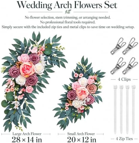 Artificial Wedding Arch Flowers, 2-Piece Faux Floral Swag, alternate view 3