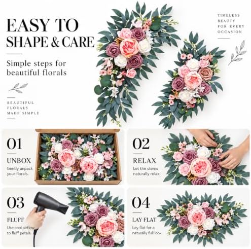 Artificial Wedding Arch Flowers, 2-Piece Faux Floral Swag, alternate view 4