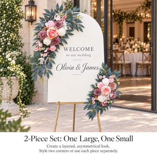 Artificial Wedding Arch Flowers, 2-Piece Faux Floral Swag, alternate view 6