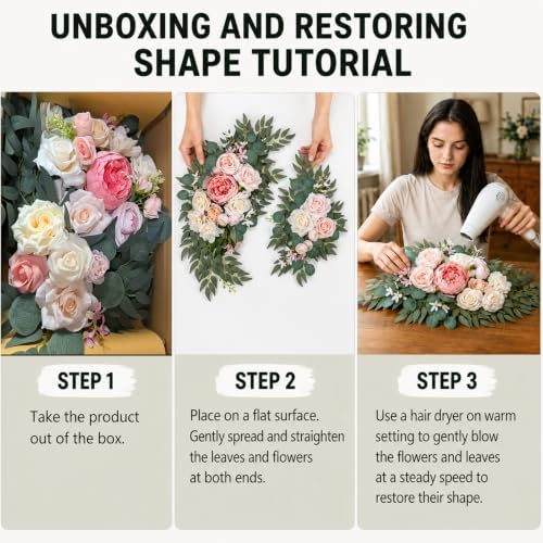 Artificial Wedding Arch Flowers Floral Swag Welcome Sign Ceremony Decor, alternate view 5