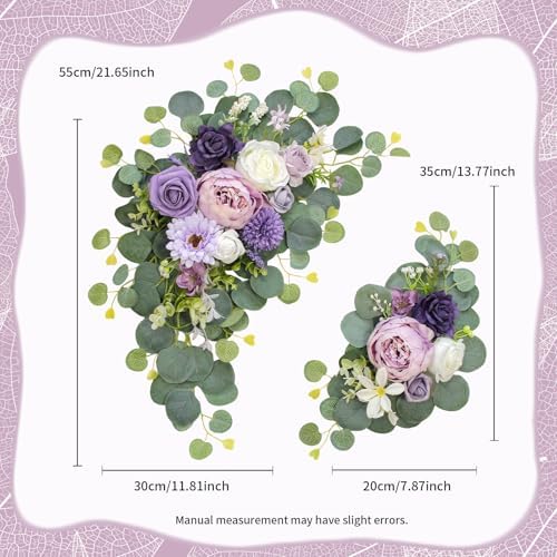 Artificial Wedding Arch Flowers for Wedding Sign, Set of 2 for Wedding Welcome Ceremony Sign, Faux Floral Swags, alternate