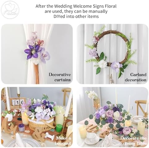 Artificial Wedding Arch Flowers for Wedding Sign, Set of 2 for Wedding Welcome Ceremony Sign, Faux Floral Swags, alternate