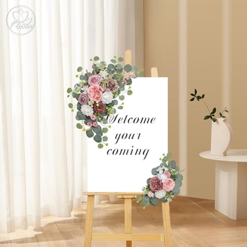 Artificial Wedding Arch Flowers for Wedding Sign, Set of 2 for Welcome Ceremony Sign, Faux Floral Swags, Banquet, alternate