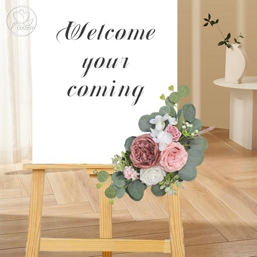 Artificial Wedding Arch Flowers for Wedding Sign, Set of 2 for Welcome Ceremony Sign, Faux Floral Swags, Banquet, alternate