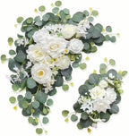 Artificial Wedding Arch Flowers for Wedding Sign, Set of 2 for Welcome Ceremony Sign, Faux Floral Swags