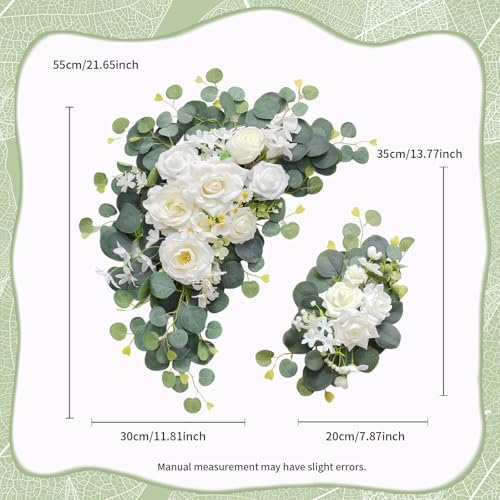 Artificial Wedding Arch Flowers for Wedding Sign, Set of 2 for Welcome Ceremony Sign, Faux Floral Swags, alternate view 3