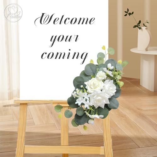 Artificial Wedding Arch Flowers for Wedding Sign, Set of 2 for Welcome Ceremony Sign, Faux Floral Swags, alternate view 5