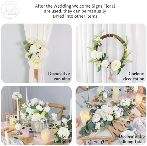 Artificial Wedding Arch Flowers for Wedding Sign, Set of 2 for Welcome Ceremony Sign, Faux Floral Swags, alternate view 6