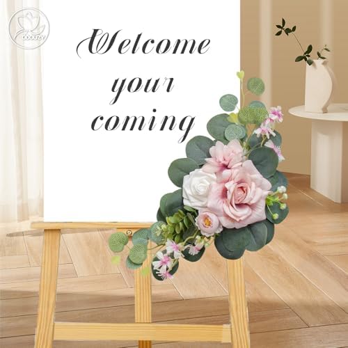 Artificial Wedding Arch Flowers for Wedding Sign, Set of 2 for Welcome Ceremony Sign, Faux Floral Swags, Banquet, alternate