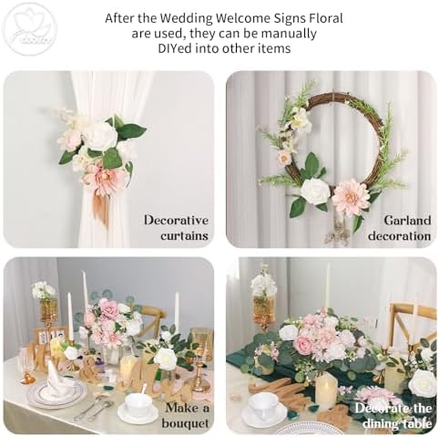 Artificial Wedding Arch Flowers for Wedding Sign, Set of 2 for Welcome Ceremony Sign, Faux Floral Swags, Banquet, alternate