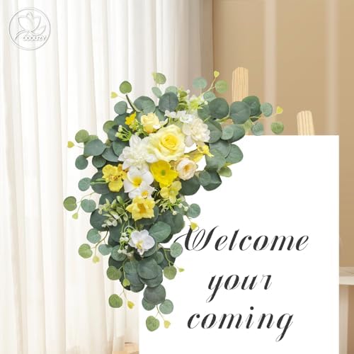 Artificial Wedding Arch Flowers for Wedding Sign, Set of 2 for Welcome Ceremony Sign, Faux Floral Swags, Banquet, alternate