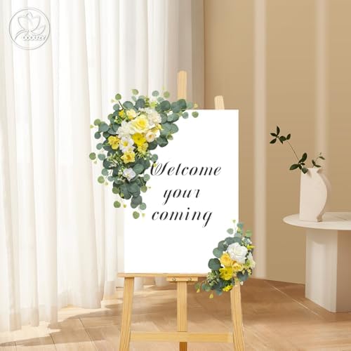 Artificial Wedding Arch Flowers for Wedding Sign, Set of 2 for Welcome Ceremony Sign, Faux Floral Swags, Banquet, alternate