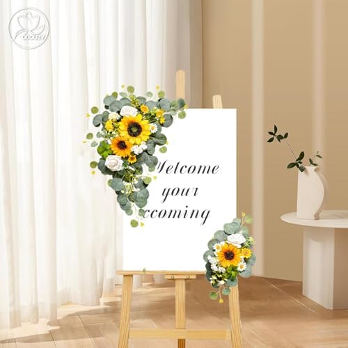 Artificial Wedding Arch Flowers for Wedding Sign, Set of 2 for Welcome Ceremony Sign, Faux Floral Swags, Banquet, alternate