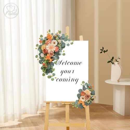 Artificial Wedding Arch Flowers for Wedding Sign, Set of 2 for Welcome Ceremony Sign, Faux Floral Swags, Banquet, alternate