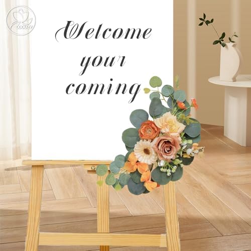 Artificial Wedding Arch Flowers for Wedding Sign, Set of 2 for Welcome Ceremony Sign, Faux Floral Swags, Banquet, alternate