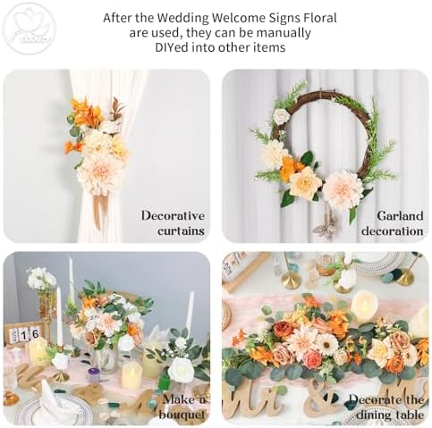 Artificial Wedding Arch Flowers for Wedding Sign, Set of 2 for Welcome Ceremony Sign, Faux Floral Swags, Banquet, alternate