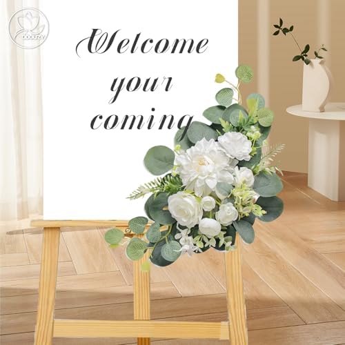 Artificial Wedding Arch Flowers for Wedding Sign, Set of 2 for Welcome Ceremony Sign, Faux Floral Swags, alternate view 5
