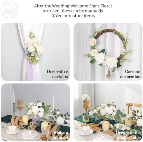 Artificial Wedding Arch Flowers for Wedding Sign, Set of 2 for Welcome Ceremony Sign, Faux Floral Swags, alternate view 6