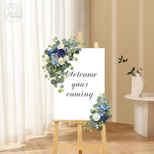 Artificial Wedding Arch Flowers for Wedding Sign, Set of 2 for Welcome Ceremony Sign, Faux Floral Swags, alternate view 2