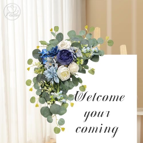 Artificial Wedding Arch Flowers for Wedding Sign, Set of 2 for Welcome Ceremony Sign, Faux Floral Swags, alternate view 4