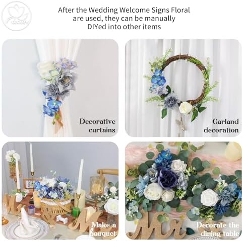 Artificial Wedding Arch Flowers for Wedding Sign, Set of 2 for Welcome Ceremony Sign, Faux Floral Swags, alternate view 6