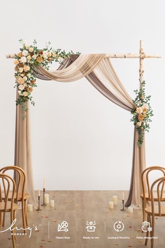 Artificial Wedding Arch Flowers Kit, Apricot & Soft Peach in Or-apricot & Soft Peach, alternate view 2