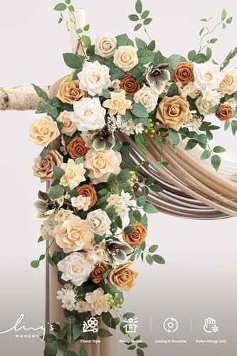 Artificial Wedding Arch Flowers Kit, Apricot & Soft Peach in Or-apricot & Soft Peach, alternate view 3