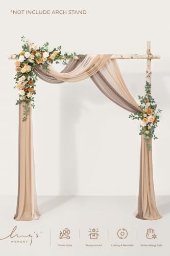 Artificial Wedding Arch Flowers Kit, Apricot & Soft Peach in Or-apricot & Soft Peach, alternate view 5
