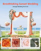 Artificial Wedding Arch Flowers Kit, Orange Wedding Arch Flowers with Drapes Kit (Pack of 5) - 2 Pcs Floral, alternate view 2