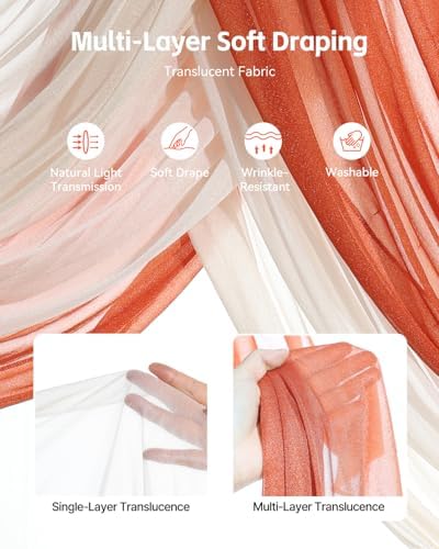 Artificial Wedding Arch Flowers Kit, Orange Wedding Arch Flowers with Drapes Kit (Pack of 5) - 2 Pcs Floral, alternate view 3
