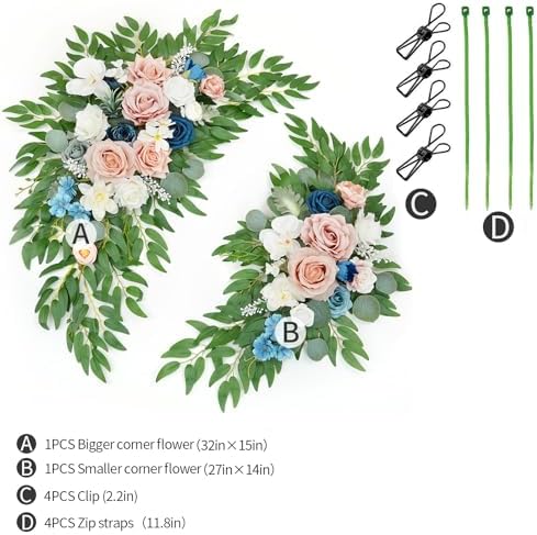 Artificial Wedding Arch Flowers Kit(Pack of 2) for Wedding Arch, Bridal Shower, Ceremony and Reception Backdrop, alternate