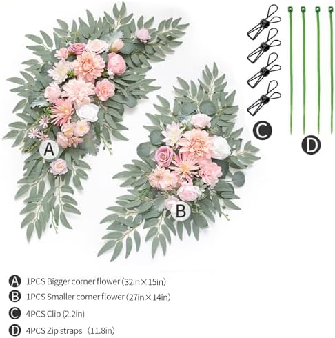 Artificial Wedding Arch Flowers Kit(Pack of 2) for Wedding Arch, Bridal Shower, Ceremony and Reception Backdrop, alternate