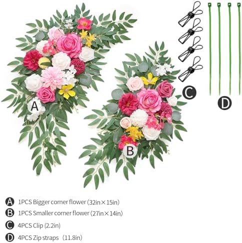 Artificial Wedding Arch Flowers Kit(Pack of 2) for Wedding Arch, Bridal Shower, Ceremony and Reception Backdrop, alternate