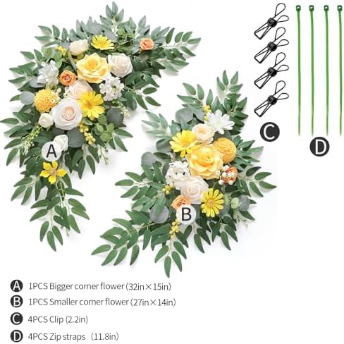 Artificial Wedding Arch Flowers Kit(Pack of 2) for Wedding Arch, Bridal Shower, Ceremony and Reception Backdrop, alternate