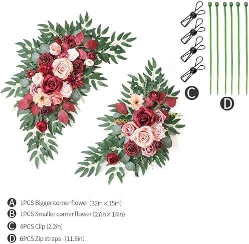 Artificial Wedding Arch Flowers Kit(Pack of 2) for Wedding Arch, Bridal Shower, Ceremony and Reception Backdrop, alternate