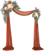 Artificial Wedding Arch Flowers Kit(Pack of 3),2Pcs Artificial Flower Arch Decor,1Pcs Sheer Drape for Wedding
