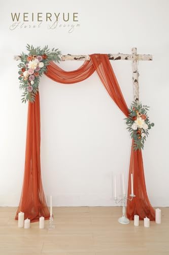 Artificial Wedding Arch Flowers Kit(Pack of 3),2Pcs Artificial Flower Arch Decor,1Pcs Sheer Drape for Wedding, alternate view