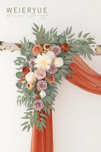 Artificial Wedding Arch Flowers Kit(Pack of 3),2Pcs Artificial Flower Arch Decor,1Pcs Sheer Drape for Wedding, alternate view