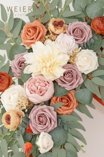 Artificial Wedding Arch Flowers Kit(Pack of 3),2Pcs Artificial Flower Arch Decor,1Pcs Sheer Drape for Wedding, alternate view