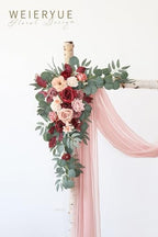 Artificial Wedding Arch Flowers Kit(Pack of 3),2Pcs Artificial Flower Arch Decor,1Pcs Sheer Drape for Wedding, alternate view