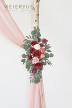 Artificial Wedding Arch Flowers Kit(Pack of 3),2Pcs Artificial Flower Arch Decor,1Pcs Sheer Drape for Wedding, alternate view