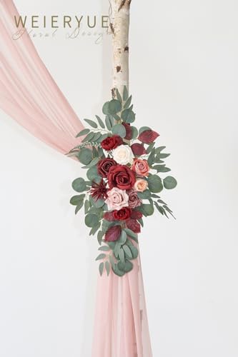 Artificial Wedding Arch Flowers Kit(Pack of 3),2Pcs Artificial Flower Arch Decor,1Pcs Sheer Drape for Wedding, alternate view