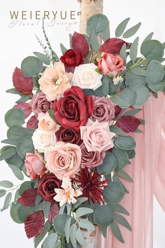 Artificial Wedding Arch Flowers Kit(Pack of 3),2Pcs Artificial Flower Arch Decor,1Pcs Sheer Drape for Wedding, alternate view