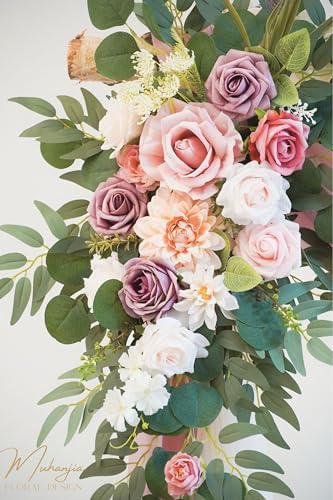 Artificial Wedding Arch Flowers Kit(Pack of 4),2Pcs Artificial Flower Arch Decor, 2Pcs Chiffon Fabric Drapes, alternate view